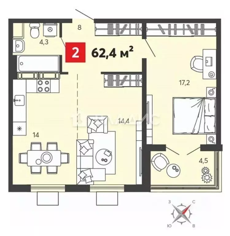 2-к кв. Пензенская область, Пензенский район, Засечный сельсовет, с. ... - Фото 2