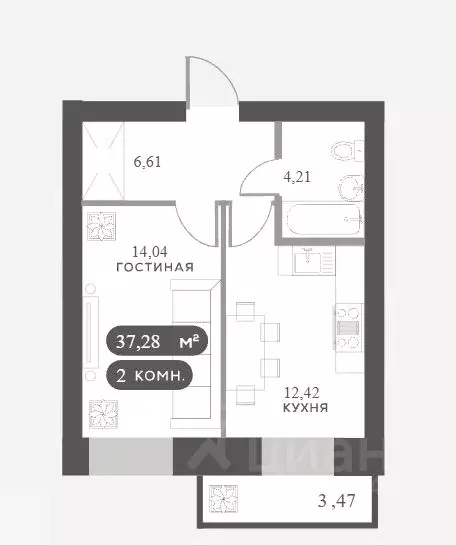 1-к кв. Красноярский край, Красноярск Академгородок мкр,  (37.28 м) - Фото 1