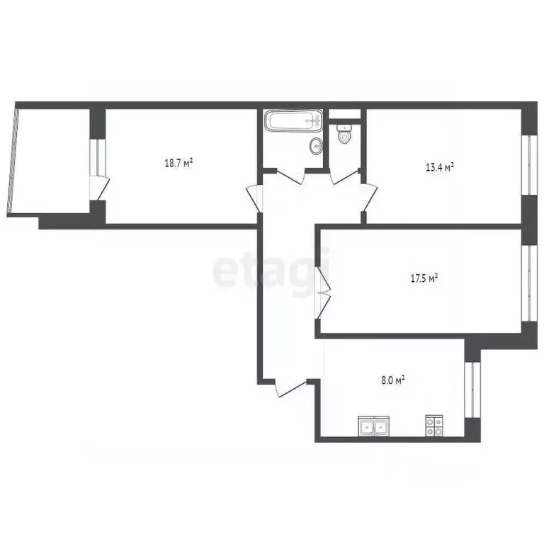 3-к кв. Тюменская область, Тюмень Одесская ул., 38 (65.4 м) - Фото 1