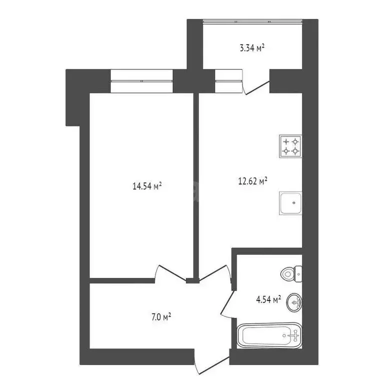 1-комнатная квартира: Ярославль, улица Калинина, 34 (38.7 м) - Фото 1