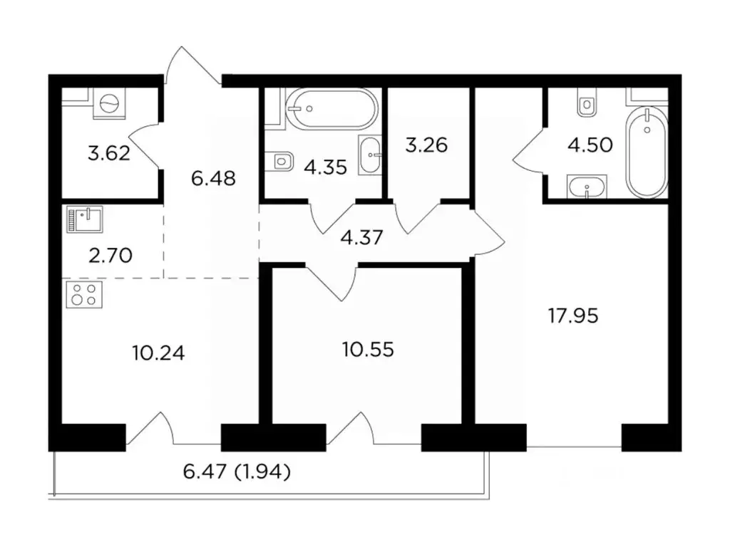 3-к кв. Москва Г мкр, Форивер жилой комплекс, 3 (69.96 м) - Фото 0