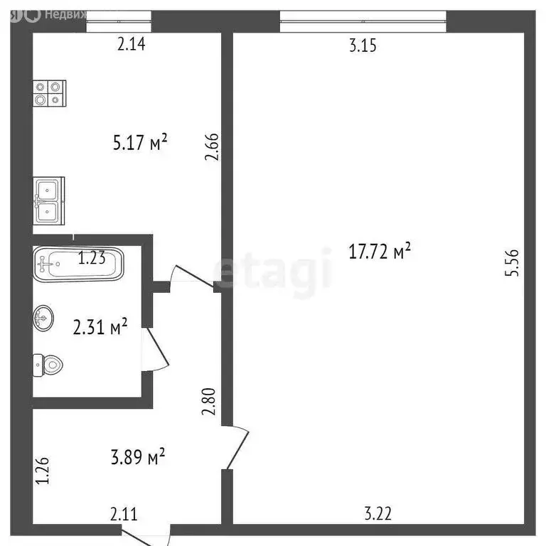 1-комнатная квартира: Молодёжное, Крымская улица, 13 (29.8 м) - Фото 1