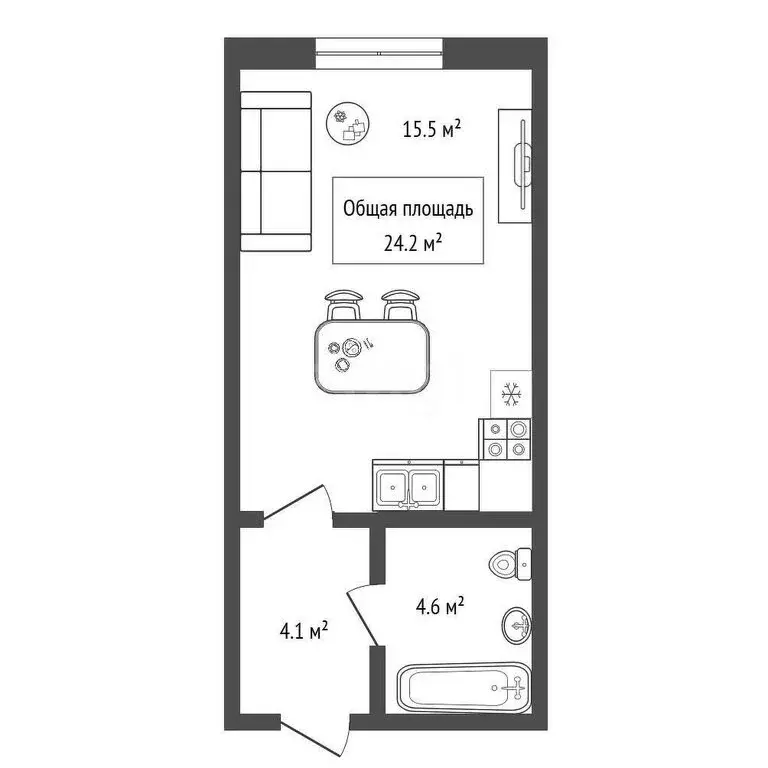 Квартира-студия: Новосибирск, Ленинградская улица, 340 (24.2 м) - Фото 0