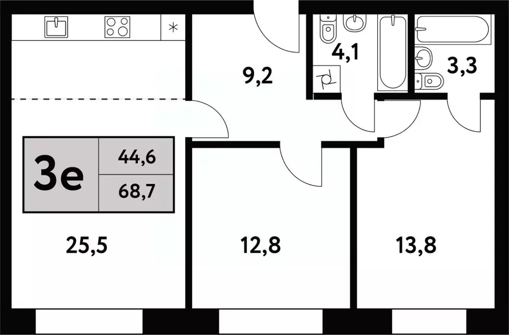 3-к кв. Москва Фестивальная ул., 15к24/1 (68.7 м) - Фото 0