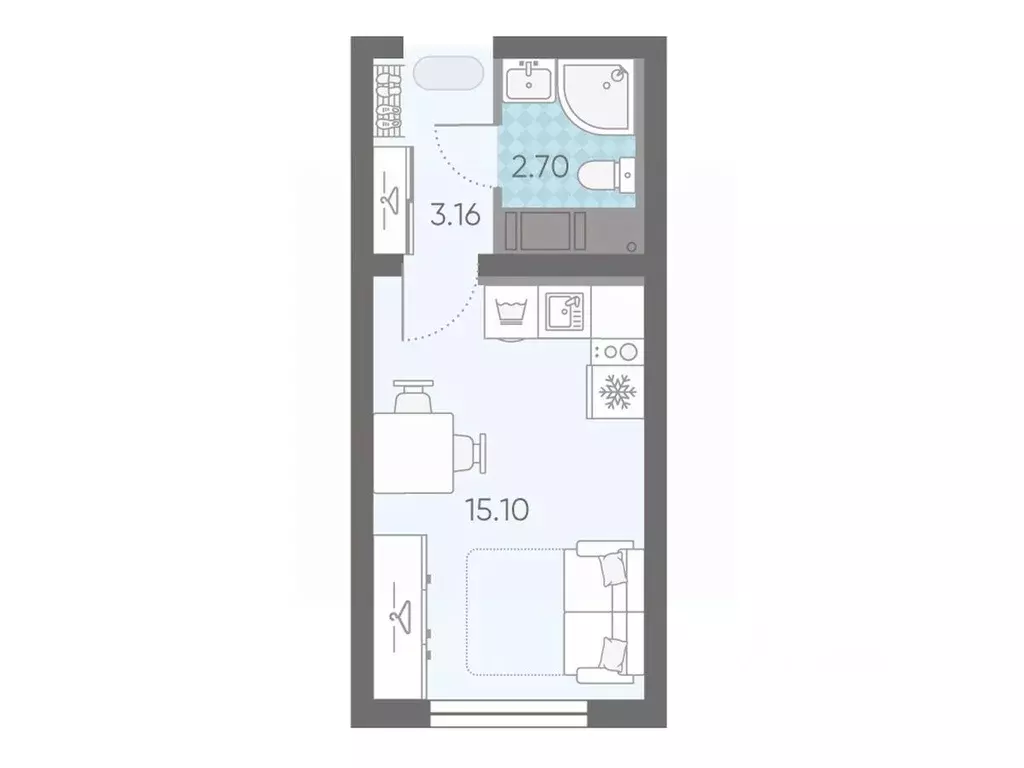 Студия Санкт-Петербург ул. Пахомовская, 12к2 (20.8 м) - Фото 0