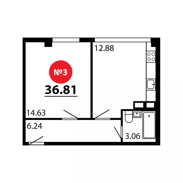 1-комнатная квартира: Симферопольский район, село Перово (36.81 м) - Фото 1