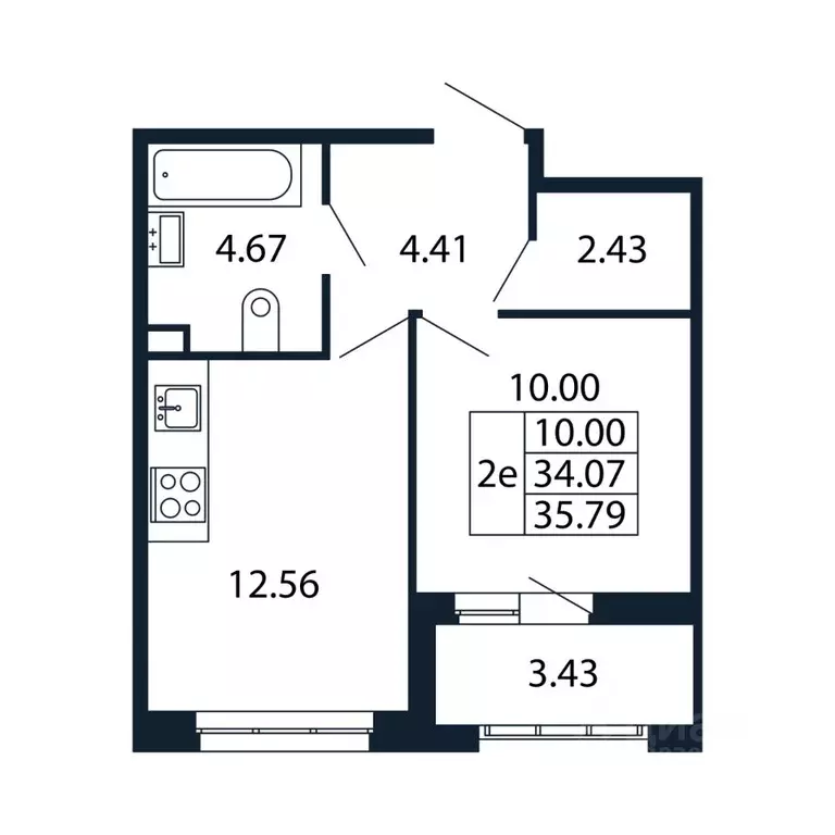 2-к кв. Санкт-Петербург аллея Арцеуловская, 7к1 (35.02 м) - Фото 0