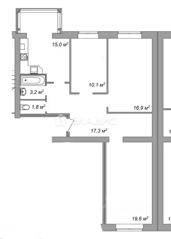 3-к кв. Карелия, Петрозаводск проезд Дивизионный, 15 (83.9 м) - Фото 2