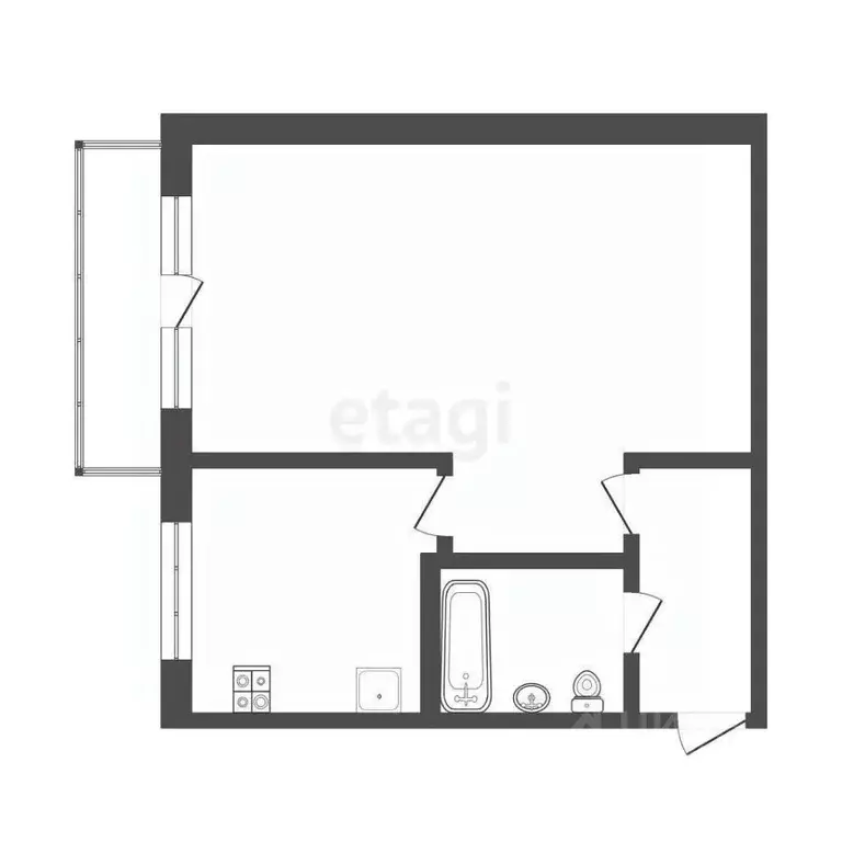 1-к кв. Смоленская область, Смоленск ул. Багратиона, 15 (30.7 м) - Фото 1