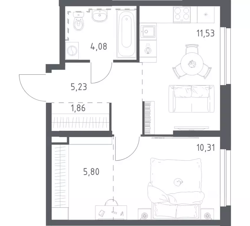 1-к кв. Башкортостан, Уфа ул. Рашита Манурова (38.81 м) - Фото 1