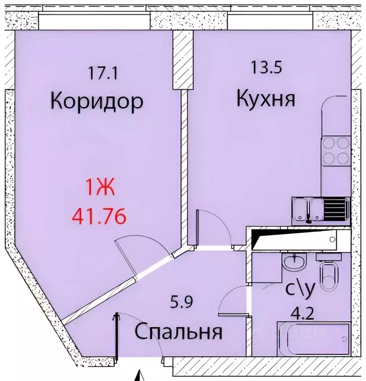 1-к кв. Московская область, Балашиха ул. Чистопольская, 24 (41.8 м) - Фото 2
