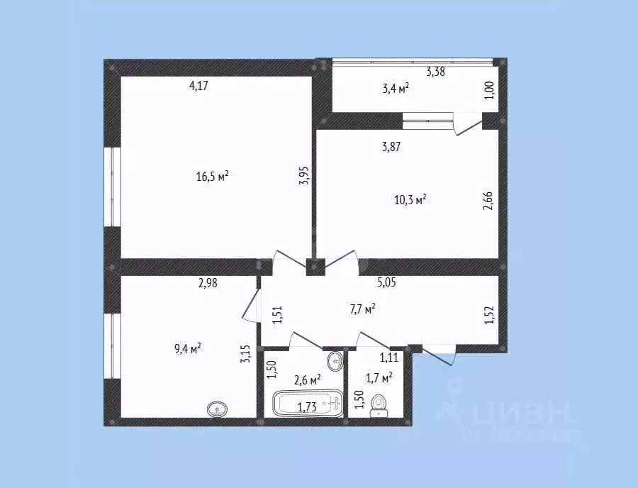 2-к кв. Башкортостан, Уфа ул. Гази Загитова, 11 (48.2 м) - Фото 2