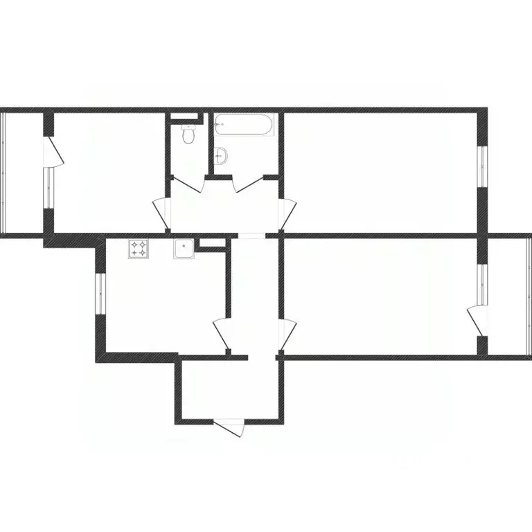 3-к кв. Омская область, Омск ул. Завертяева, 9к19 (79.7 м) - Фото 1