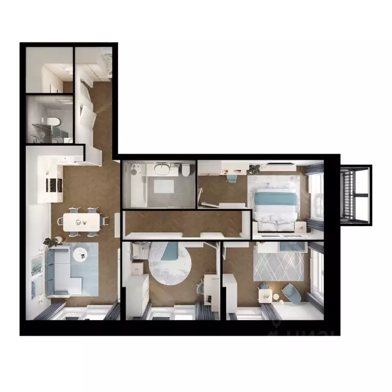 3-к кв. Татарстан, Казань ул. Анаса Тазетдинова, 1к9 (88.4 м) - Фото 2