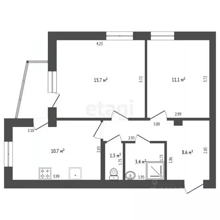 2-к кв. Крым, Феодосия бул. Старшинова, 10А (51.0 м) - Фото 1