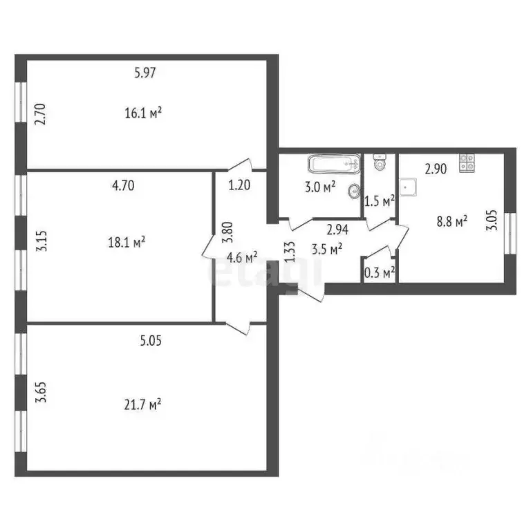 Комната Санкт-Петербург ул. Черняховского, 31 (18.0 м) - Фото 1