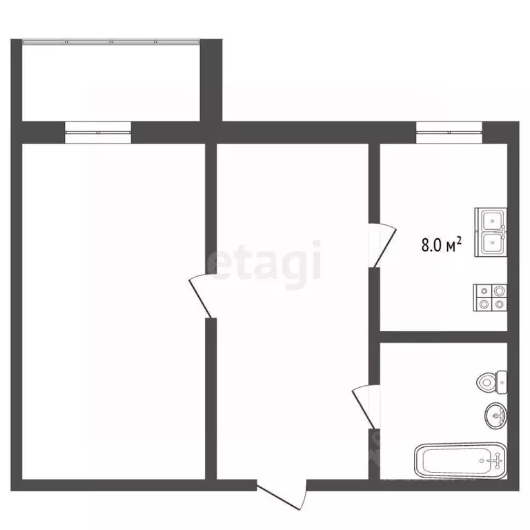 1-к кв. Орловская область, Орел ул. Цветаева, 5А (33.9 м) - Фото 2
