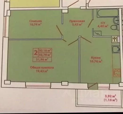 2-к кв. Псковская область, Псковский муниципальный район, Писковичская ... - Фото 2