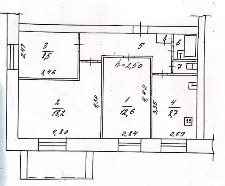 3-к. квартира, 59,7 м, 2/5 эт. - Фото 0