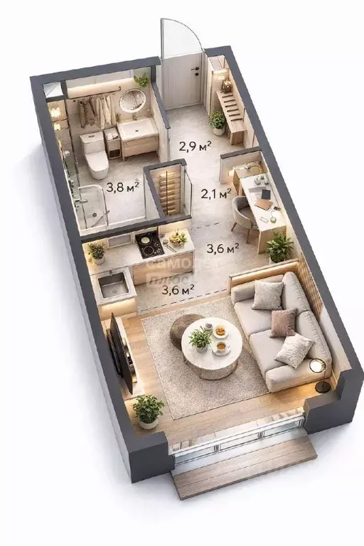 Студия Москва Ильменский проезд, 10С2 (18.5 м) - Фото 2