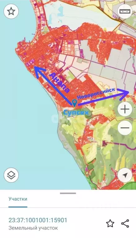 Участок в Краснодарский край, Анапа муниципальный округ, с. Супсех ул. ... - Фото 2