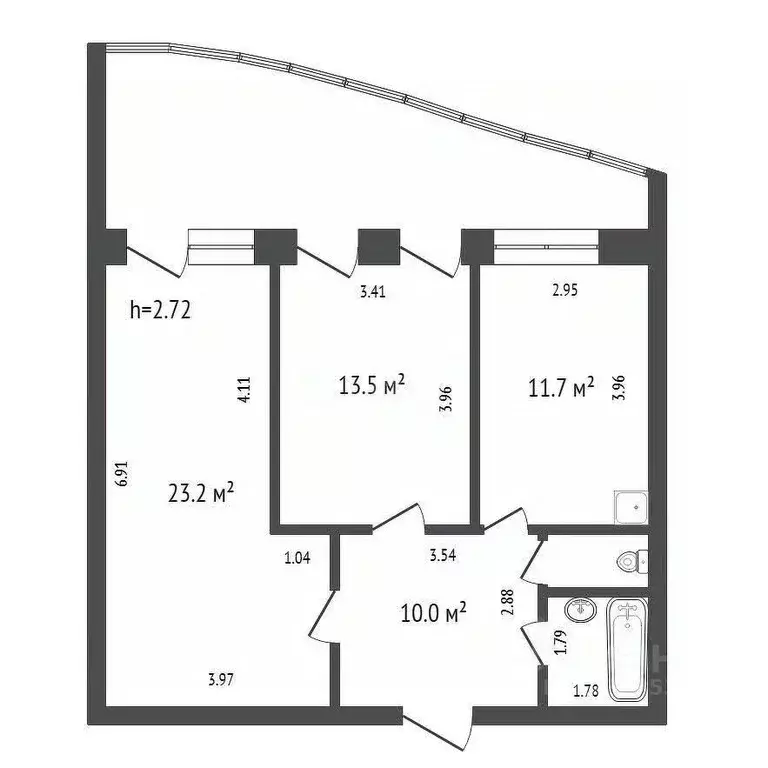 2-к кв. Красноярский край, Красноярск ул. Михаила Годенко, 7 (63.2 м) - Фото 1