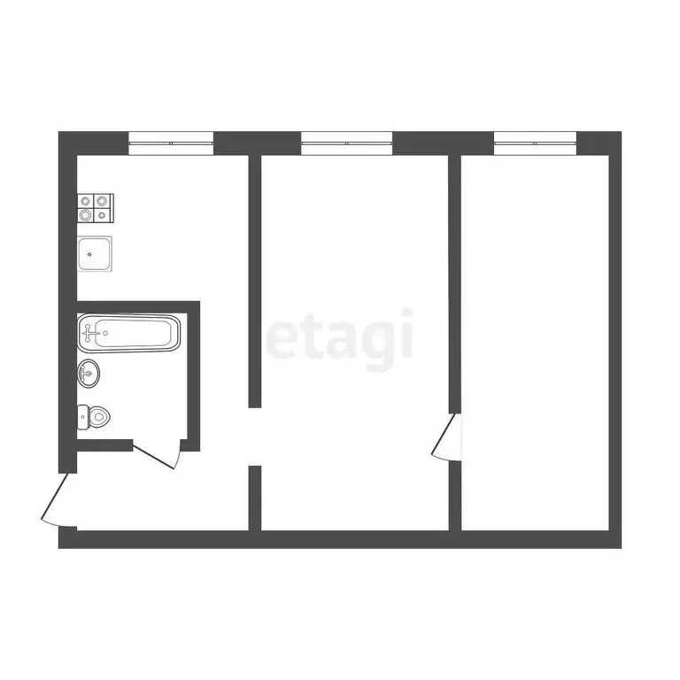 2-комнатная квартира: Томск, улица Елизаровых, 38 (42.6 м) - Фото 0