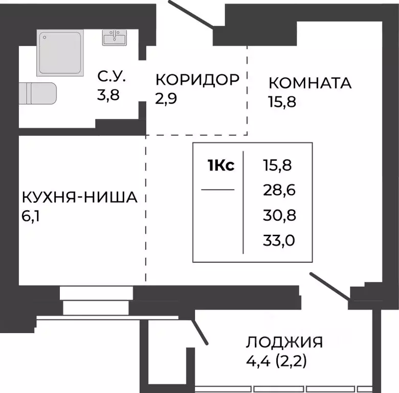 1-к кв. Алтайский край, Барнаул ул. Шумакова, 7к2 (30.8 м) - Фото 0