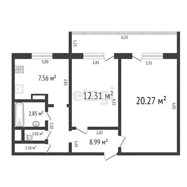 2-комнатная квартира: Ульяновск, Промышленная улица, 36 (53.9 м) - Фото 1