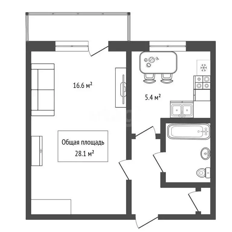 1-комнатная квартира: Бердск, Боровая улица, 96 (28.1 м) - Фото 1
