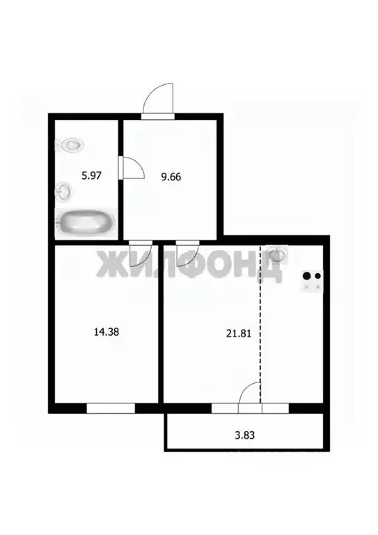 Квартира, 2 комнаты, 50.9 м - Фото 0