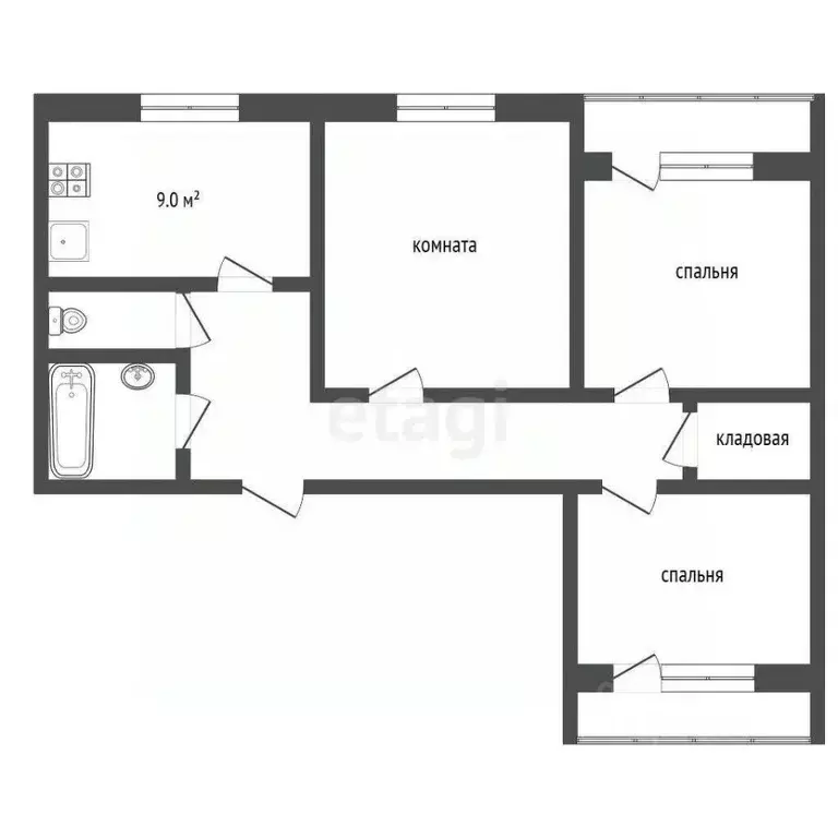 3-к кв. Ярославская область, Тутаев Комсомольская ул., 42 (66.4 м) - Фото 2