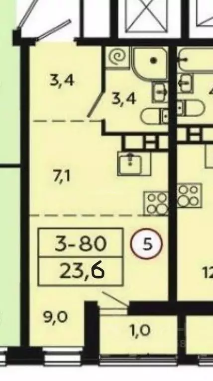 Студия Москва Сосенское поселение, просп. Куприна, 7к3 (23.6 м) - Фото 1