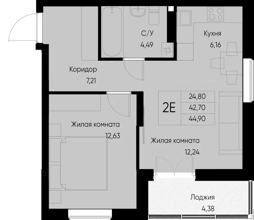 2-к кв. Татарстан, Зеленодольский район, Васильево муниципальное ... - Фото 0