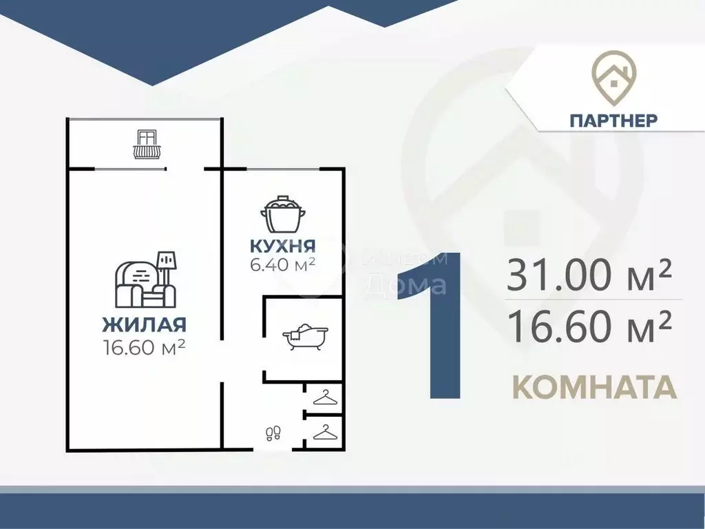 1-к кв. Волгоградская область, Волгоград ул. Луговского, 7 (29.8 м) - Фото 2
