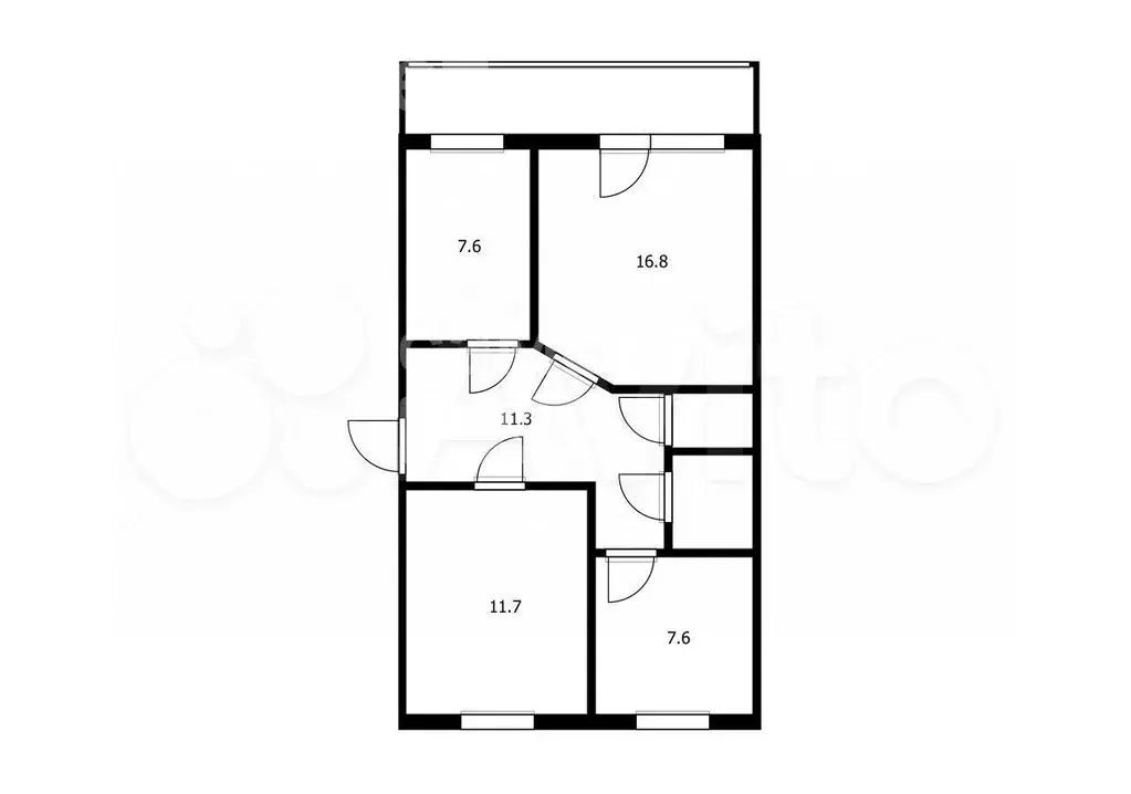 3-к. квартира, 59,1 м, 1/3 эт. - Фото 0