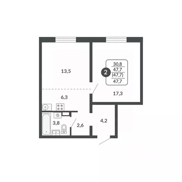 2-к кв. Кировская область, Киров Метро жилой комплекс (47.7 м) - Фото 1