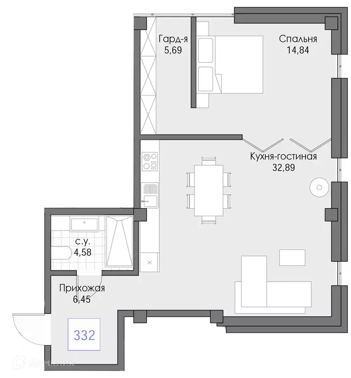 Продаётся 2-к квартира, 64.43 м - Фото 0