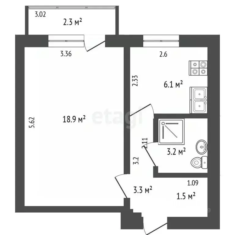 1-к кв. Башкортостан, Стерлитамак ул. Худайбердина, 36 (33.0 м) - Фото 2