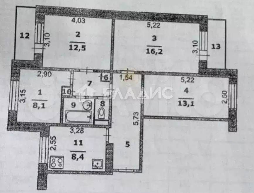 4-к. квартира, 74,7 м, 8/9 эт. - Фото 0