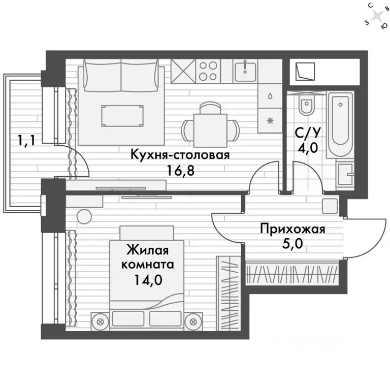 1-к кв. Приморский край, Владивосток ул. Крылова, 10 (40.9 м) - Фото 0