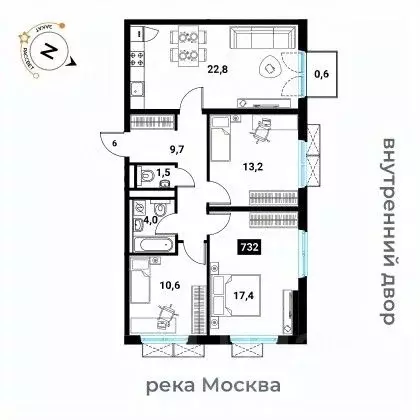 3-к кв. Москва Большая Филевская ул., 3к2 (79.1 м) - Фото 0