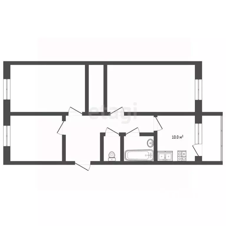 3-к кв. Челябинская область, Челябинск ул. Сталеваров, 37 (95.3 м) - Фото 2