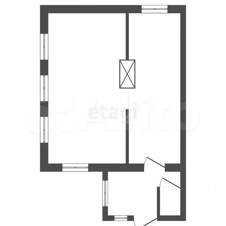 1-к. квартира, 30,6 м, 1/1 эт. - Фото 0