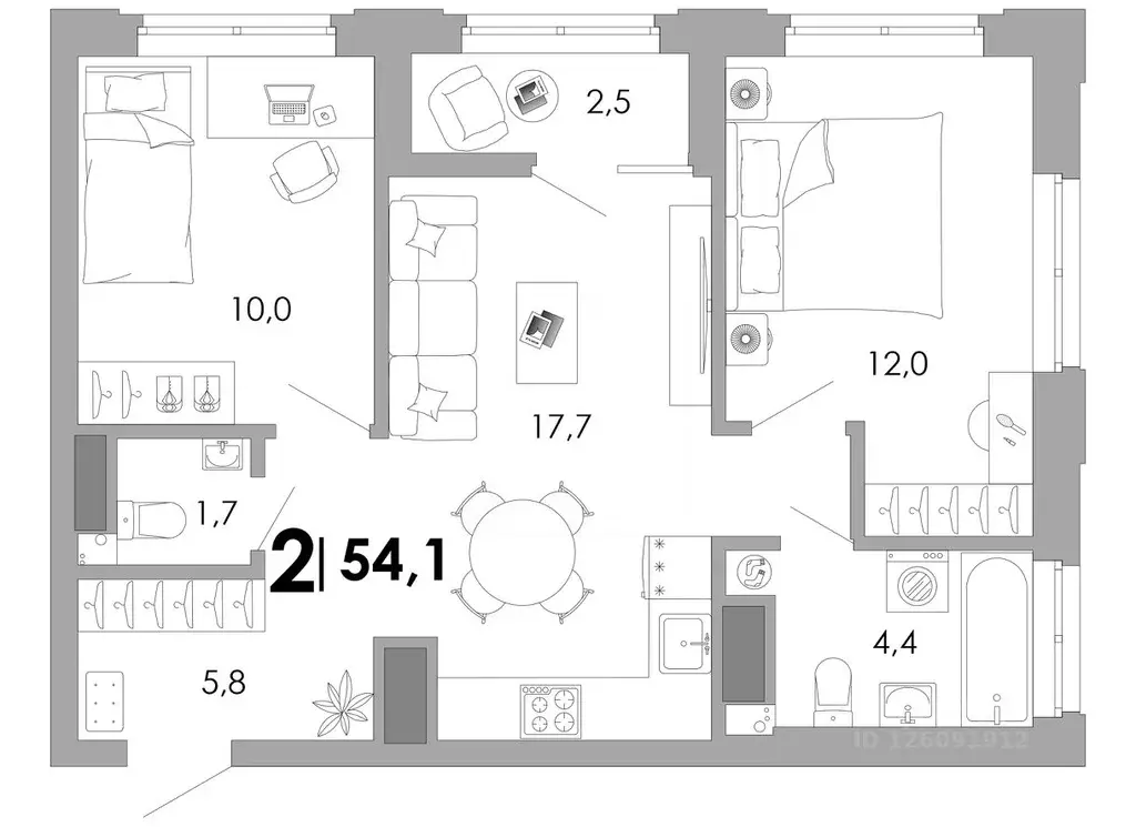 2-к кв. Владимирская область, Владимир Октябрьский военный городок,  ... - Фото 1