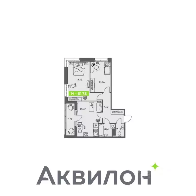 2-к кв. Архангельская область, Архангельск Ломоносовский округ,  ... - Фото 1