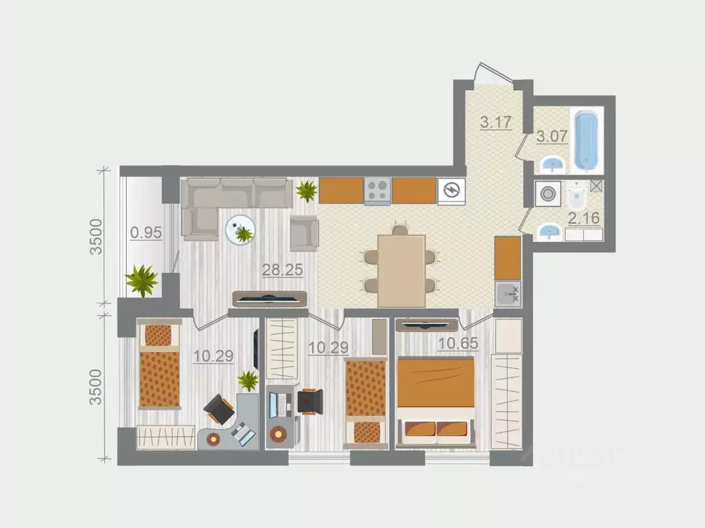 3-к кв. Ленинградская область, Ломоносовский район, Горбунковское ... - Фото 1