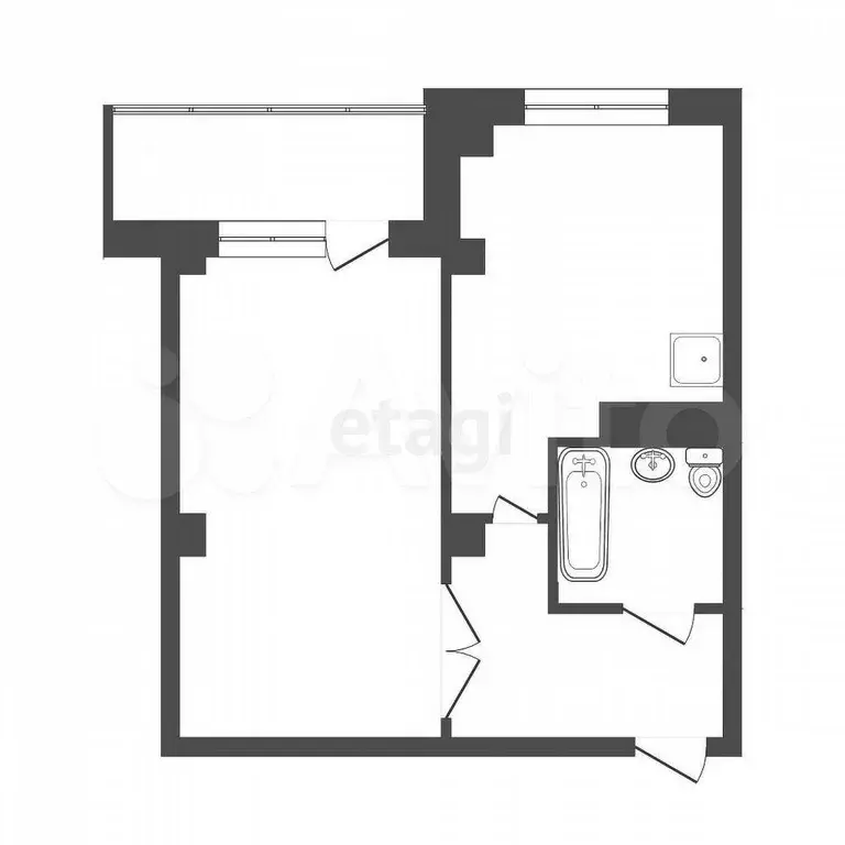 1-к. квартира, 33,2 м, 3/5 эт. - Фото 0
