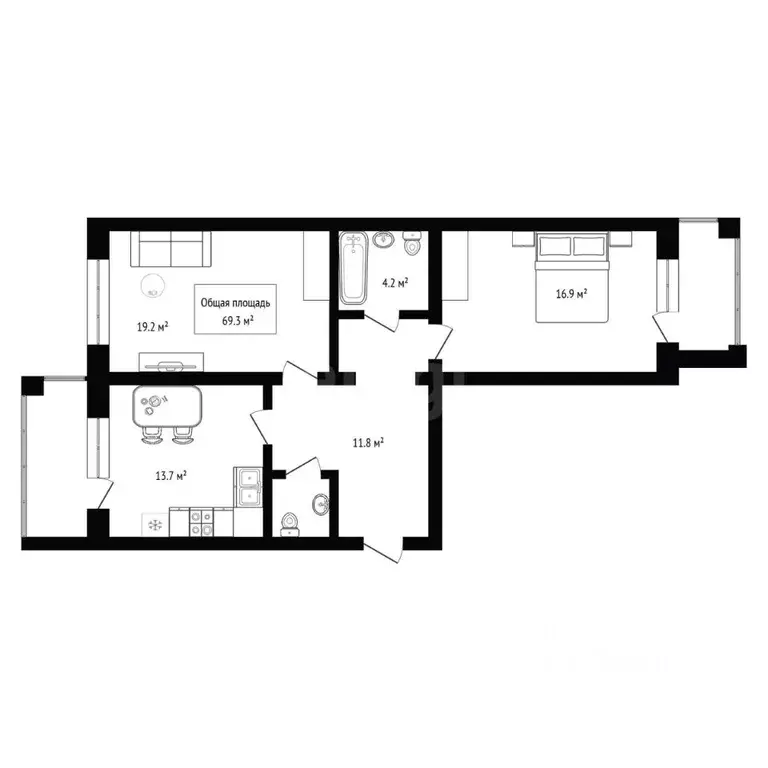 2-к кв. Новосибирская область, Бердск ул. Красная Сибирь, 123 (69.3 м) - Фото 2
