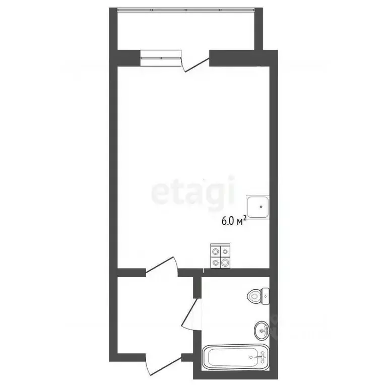 Студия Тюменская область, Тюмень ул. 2-я Луговая, 22к3 (29.6 м) - Фото 2